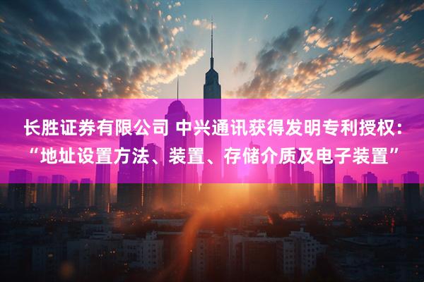 长胜证券有限公司 中兴通讯获得发明专利授权：“地址设置方法、装置、存储介质及电子装置”